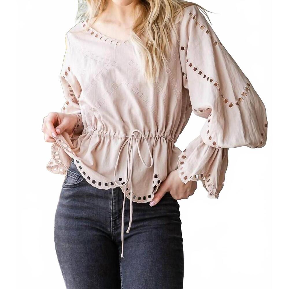 NEW OLI & HALI coco peasant top in beige - Picture 7 of 10